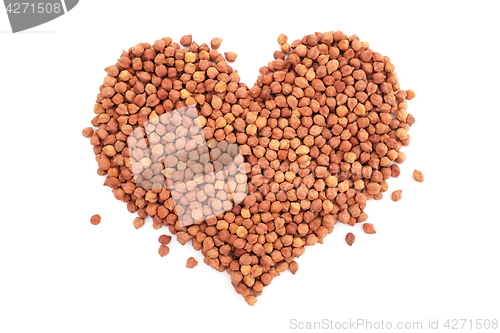 Image of Dried black chickpeas in a heart shape