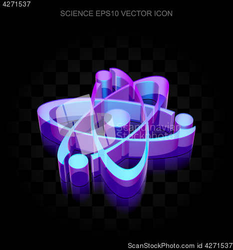Image of Science icon: 3d neon glowing Molecule made of glass, EPS 10 vector.