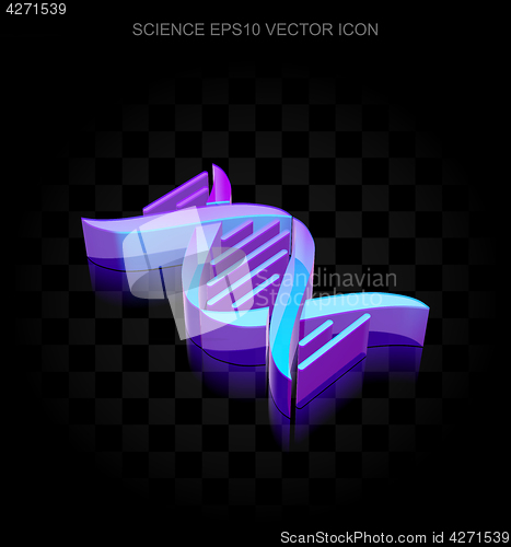 Image of Science icon: 3d neon glowing DNA made of glass, EPS 10 vector.
