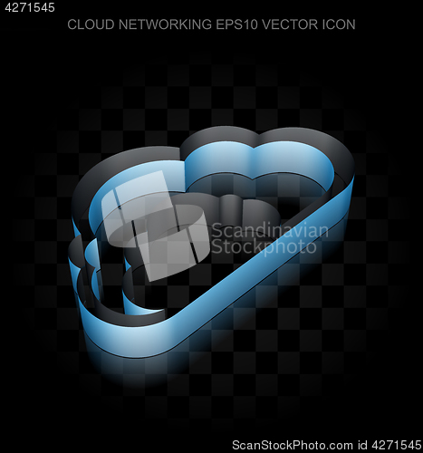Image of Cloud technology icon: Blue 3d Cloud made of paper, transparent shadow, EPS 10 vector.
