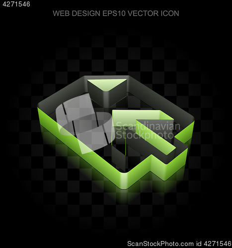 Image of Web design icon: Green 3d Upload made of paper, transparent shadow, EPS 10 vector.
