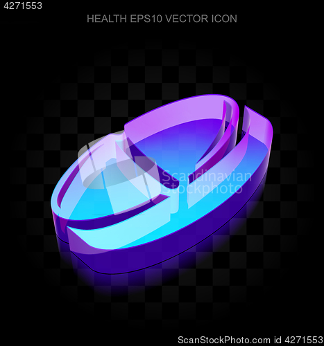 Image of Healthcare icon: 3d neon glowing Pill made of glass, EPS 10 vector.