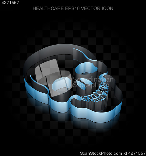 Image of Health icon: Blue 3d Scull made of paper, transparent shadow, EPS 10 vector.