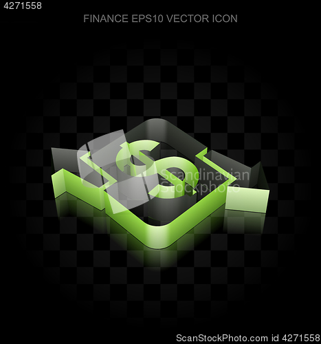 Image of Finance icon: Green 3d Finance made of paper, transparent shadow, EPS 10 vector.