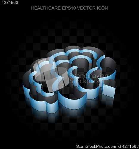 Image of Medicine icon: Blue 3d Brain made of paper, transparent shadow, EPS 10 vector.