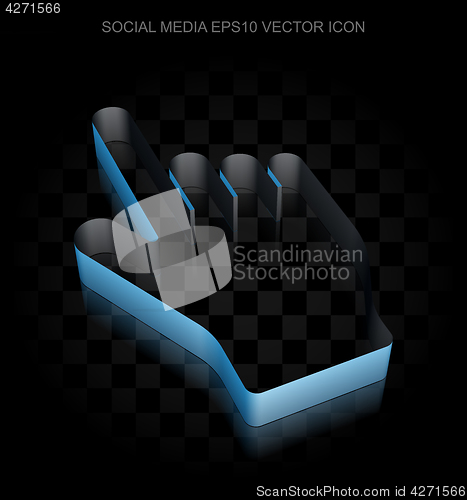 Image of Social network icon: Blue 3d Mouse Cursor made of paper, transparent shadow, EPS 10 vector.