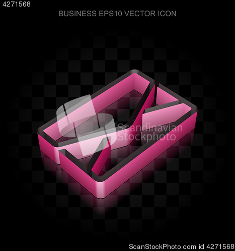 Image of Business icon: Crimson 3d Email made of paper, transparent shadow, EPS 10 vector.