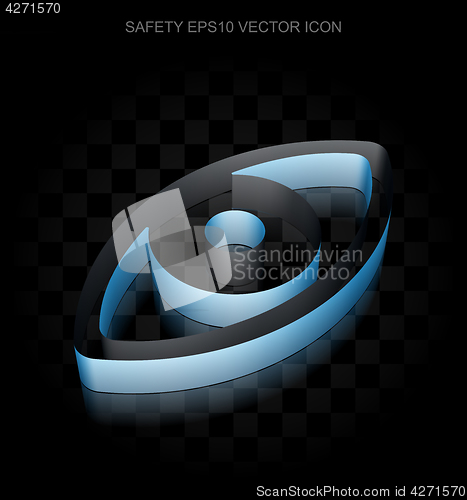 Image of Protection icon: Blue 3d Eye made of paper, transparent shadow, EPS 10 vector.