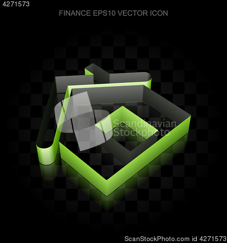 Image of Business icon: Green 3d Home made of paper, transparent shadow, EPS 10 vector.