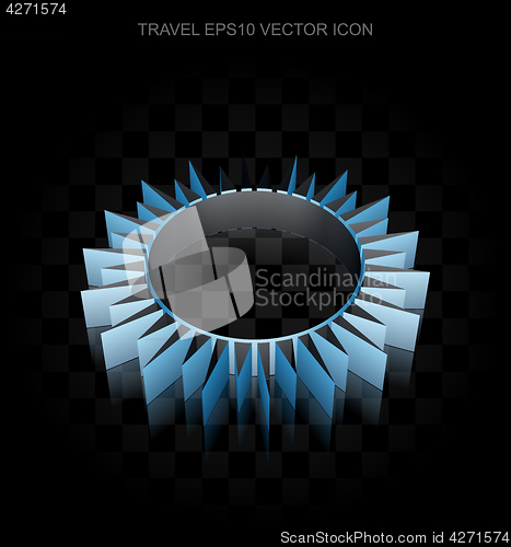 Image of Vacation icon: Blue 3d Sun made of paper, transparent shadow, EPS 10 vector.