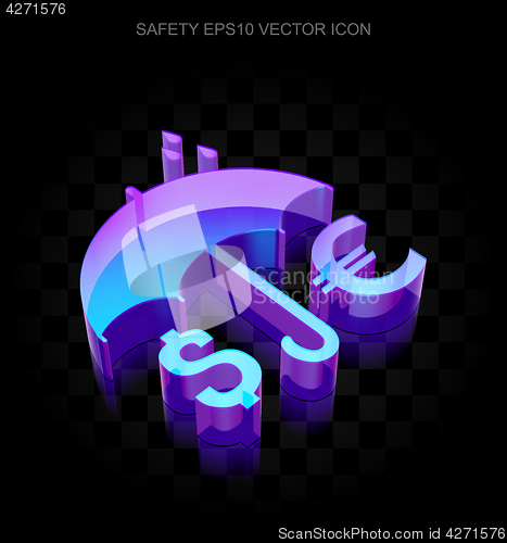 Image of Safety icon: 3d neon glowing Money And Umbrella made of glass, EPS 10 vector.