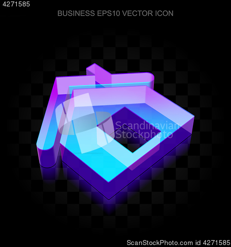 Image of Finance icon: 3d neon glowing Home made of glass, EPS 10 vector.