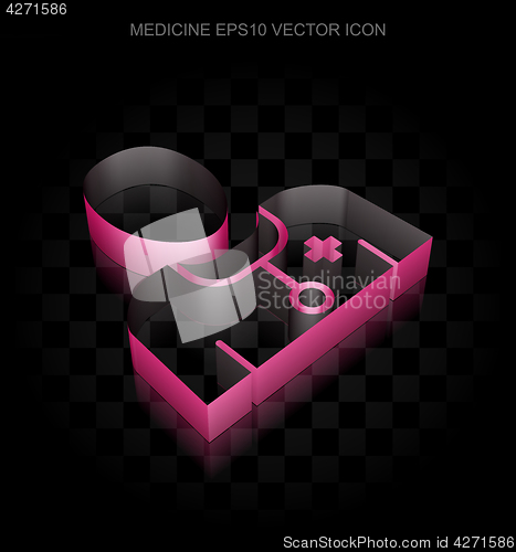Image of Medicine icon: Crimson 3d Doctor made of paper, transparent shadow, EPS 10 vector.