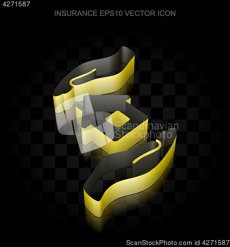 Image of Insurance icon: Yellow 3d House And Palm made of paper, transparent shadow, EPS 10 vector.