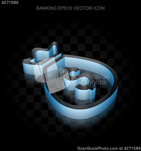 Image of Money icon: Blue 3d Money Bag made of paper, transparent shadow, EPS 10 vector.