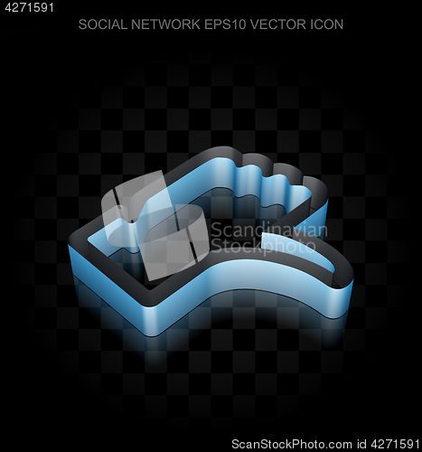 Image of Social network icon: Blue 3d Thumb Down made of paper, transparent shadow, EPS 10 vector.