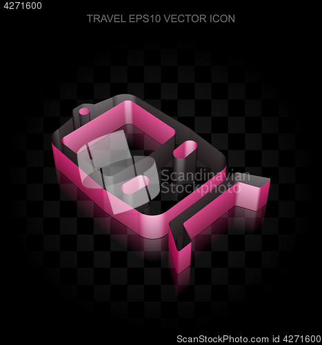 Image of Vacation icon: Crimson 3d Train made of paper, transparent shadow, EPS 10 vector.