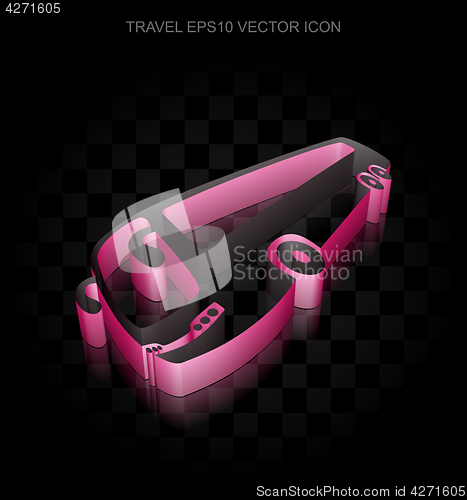 Image of Travel icon: Crimson 3d Bus made of paper, transparent shadow, EPS 10 vector.