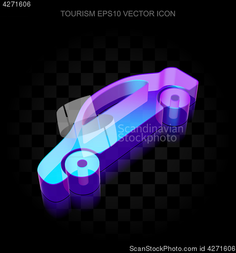 Image of Vacation icon: 3d neon glowing Car made of glass, EPS 10 vector.