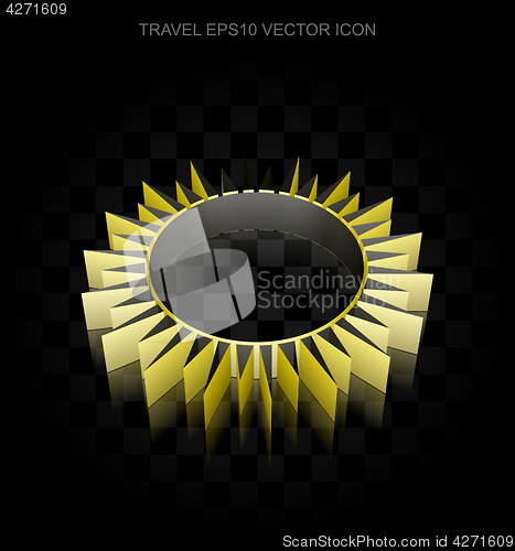 Image of Travel icon: Yellow 3d Sun made of paper, transparent shadow, EPS 10 vector.