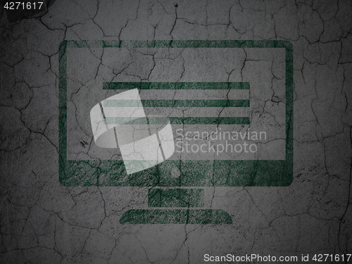 Image of Web design concept: Monitor on grunge wall background