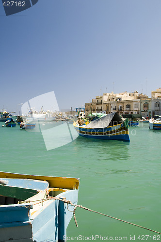 Image of  luzzu boat marsaxlokk harbor malta