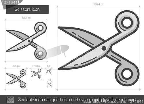 Image of Scissors line icon.