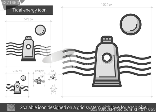 Image of Tidal energy line icon.