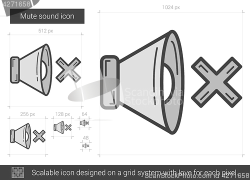 Image of Mute sound line icon.