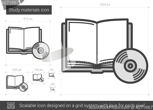 Image of Study materials line icon.