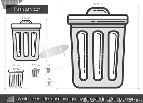 Image of Trash can line icon.