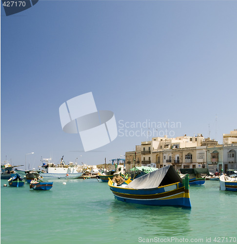 Image of  luzzu boat marsaxlokk harbor malta