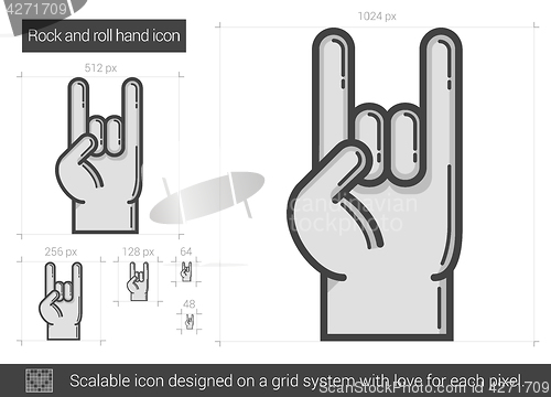 Image of Rock and roll hand line icon.