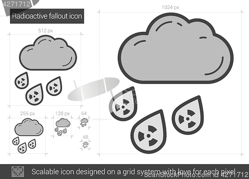 Image of Radioactive fallout line icon.