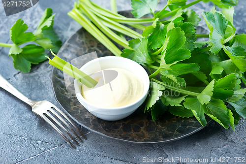 Image of celery with sauce