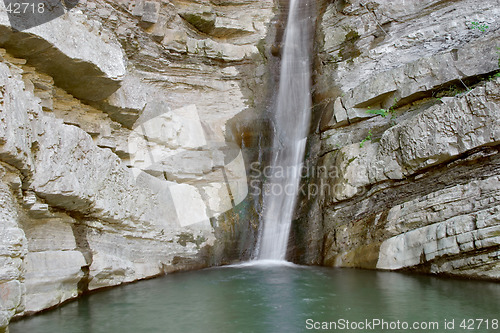 Image of Waterfall and rocks, Perino river, Valtrebbia, Italy