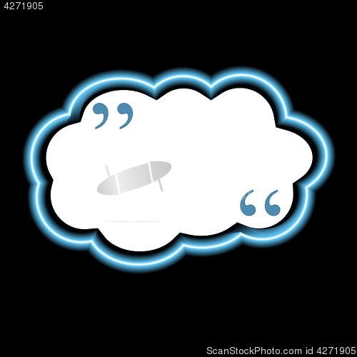 Image of Blue glow neon cloud speech bubble