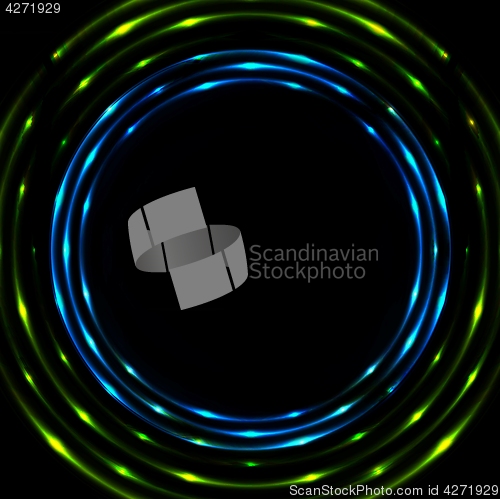 Image of Blue green glowing circles design