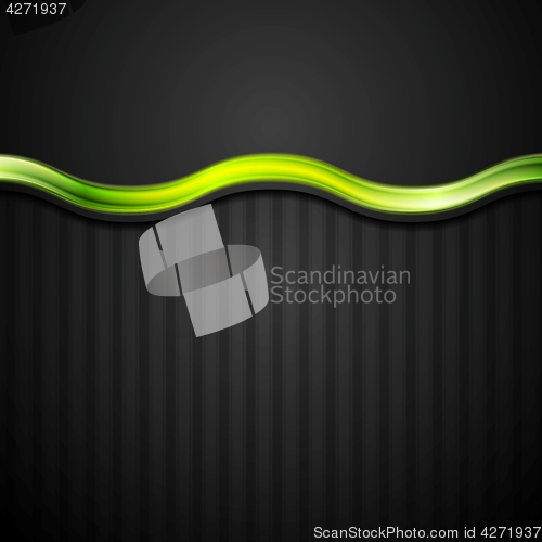 Image of Abstract black striped corporate background with green glossy wave