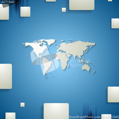 Image of Tech corporate blue design with earth map