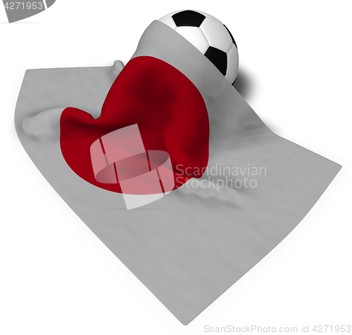 Image of soccer ball and flag of japan - 3d rendering