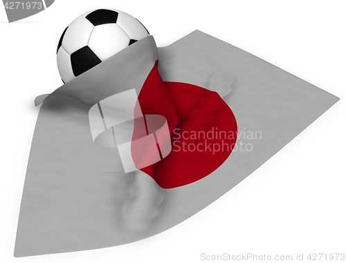 Image of soccer ball and flag of japan - 3d rendering