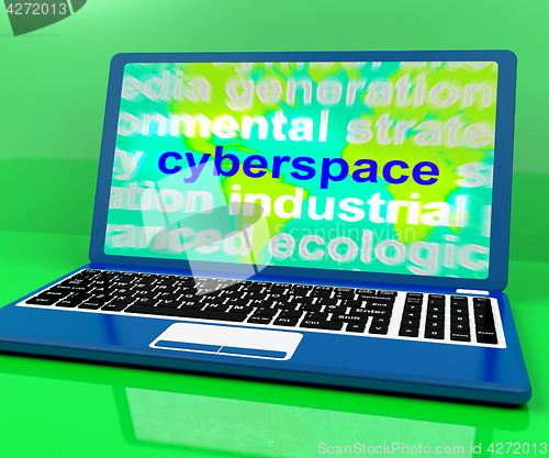 Image of Cyberspace Definition On Laptop Shows Internet