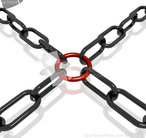 Image of Red Link Chain Shows Strength Security