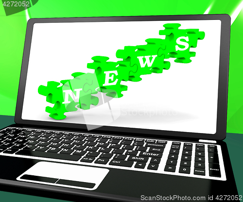Image of News On Laptop Shows Newsletters