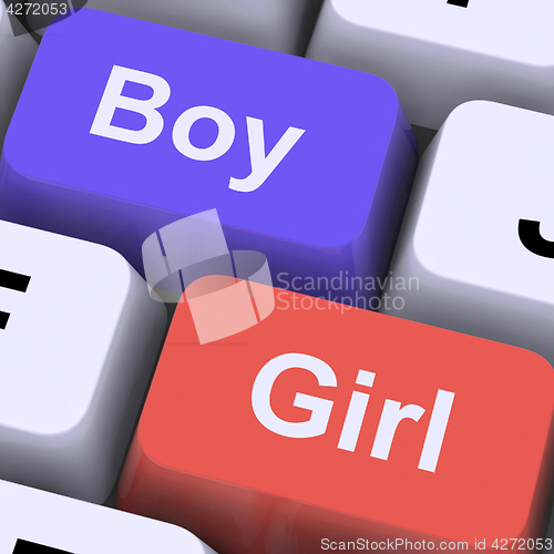 Image of Boy And Girl Keys As Symbol For Newborn Baby