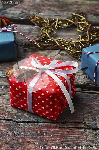 Image of Box with Christmas gifts