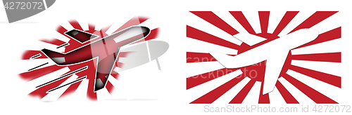 Image of Nation flag - Airplane isolated - Japan