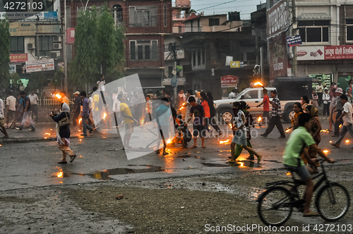 Image of People with torches in Nepal