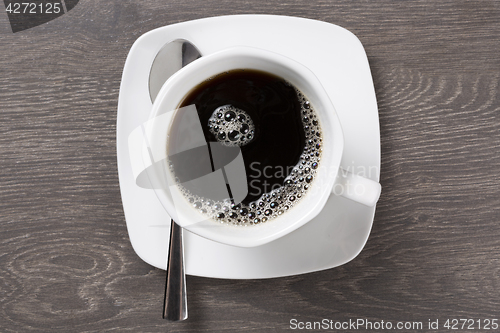 Image of Cup of black coffee, top view